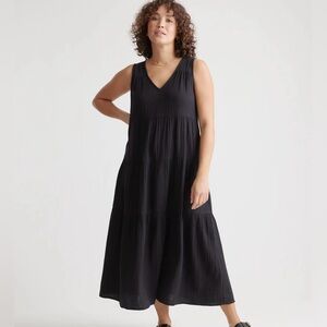 Quince 100% Organic Cotton Gauze Tiered Maxi Dress